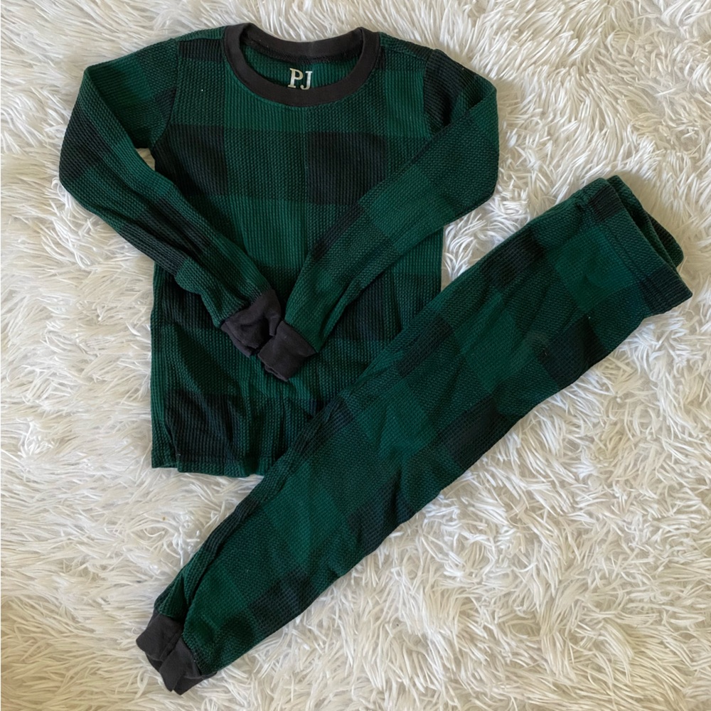 The Children's Place Green and Black Plaid Pajama Set